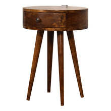 Load image into Gallery viewer, Single Chestnut Rounded Bedside Table Table with Reading Light
