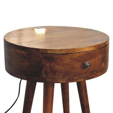 Load image into Gallery viewer, Single Chestnut Rounded Bedside Table Table with Reading Light
