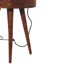 Load image into Gallery viewer, Single Chestnut Rounded Bedside Table Table with Reading Light
