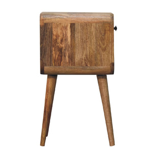 Mini Oak-ish Curved Bedside Table with Lower Slot