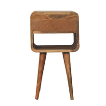 Load image into Gallery viewer, Mini Oak-ish Curved Bedside Table with Lower Slot
