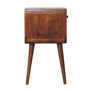 Mini Chestnut Curved Bedside Table with Lower Slot