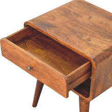 Load image into Gallery viewer, Curved Chestnut Bedside Table with Open Slot
