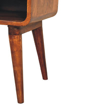 Load image into Gallery viewer, Curved Chestnut Bedside Table with Open Slot
