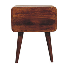 Load image into Gallery viewer, Curved Chestnut Bedside Table with Open Slot
