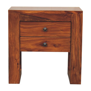 Square Honey Bedside Table with U-shape Feet