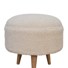 Load image into Gallery viewer, Cream Boucle Rounded Footstool
