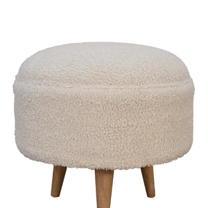 Cream Boucle Rounded Footstool