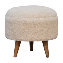 Load image into Gallery viewer, Cream Boucle Rounded Footstool
