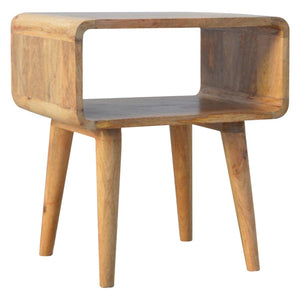 Curved Mango Wood Open Bedside Table