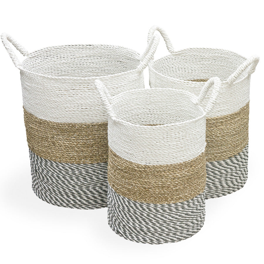 White Top Baskets Set of 3