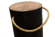 Load image into Gallery viewer, Sherwood Teak Root Round Black Stool with Rope
