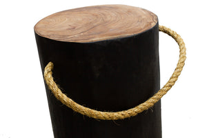 Sherwood Teak Root Round Black Stool with Rope