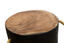 Load image into Gallery viewer, Sherwood Teak Root Round Black Stool with Rope
