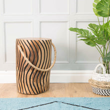 Load image into Gallery viewer, Sherwood Teak Root Tiger Stripe Stool with Rope
