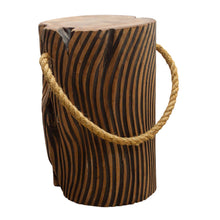 Load image into Gallery viewer, Sherwood Teak Root Tiger Stripe Stool with Rope
