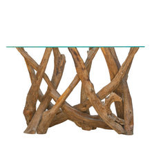 Load image into Gallery viewer, Sherwood Teak Root Console Table with Glass Top
