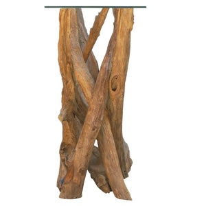 Sherwood Teak Root Console Table with Glass Top