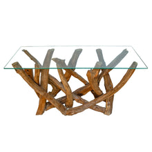 Load image into Gallery viewer, Sherwood Teak Root Console Table with Glass Top
