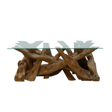 Load image into Gallery viewer, Sherwood Teak Root Rectangular Coffee Table with Glass Top
