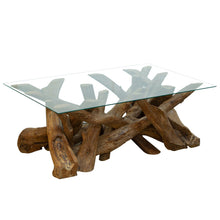 Load image into Gallery viewer, Sherwood Teak Root Rectangular Coffee Table with Glass Top
