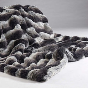 Katrina Hampton Luxury Montana Stripe Faux Fur Throw