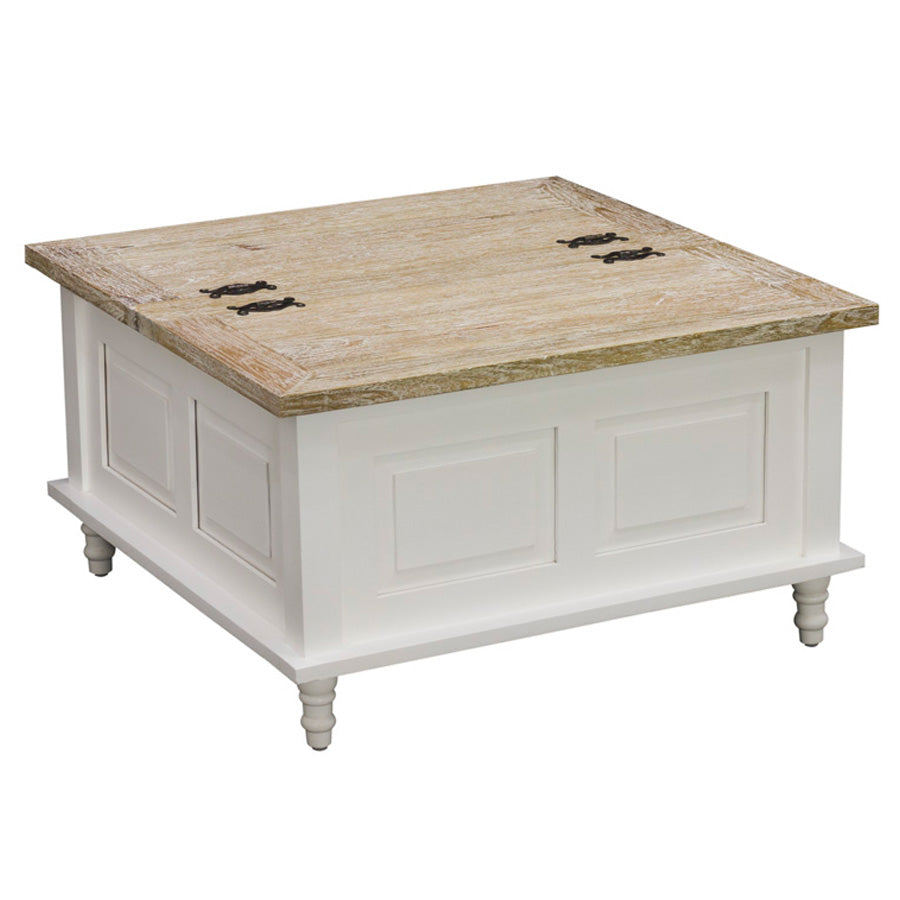 Padstow Square Trunk Coffee Table 80 x 80 Antique White