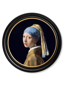 c.1665 Girl with a Pearl Earring - Round Frame Print