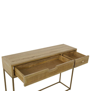 2 Drawer Rattan Console Table