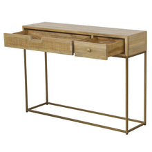 Load image into Gallery viewer, 2 Drawer Rattan Console Table
