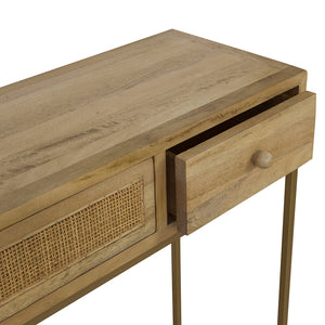 2 Drawer Rattan Console Table