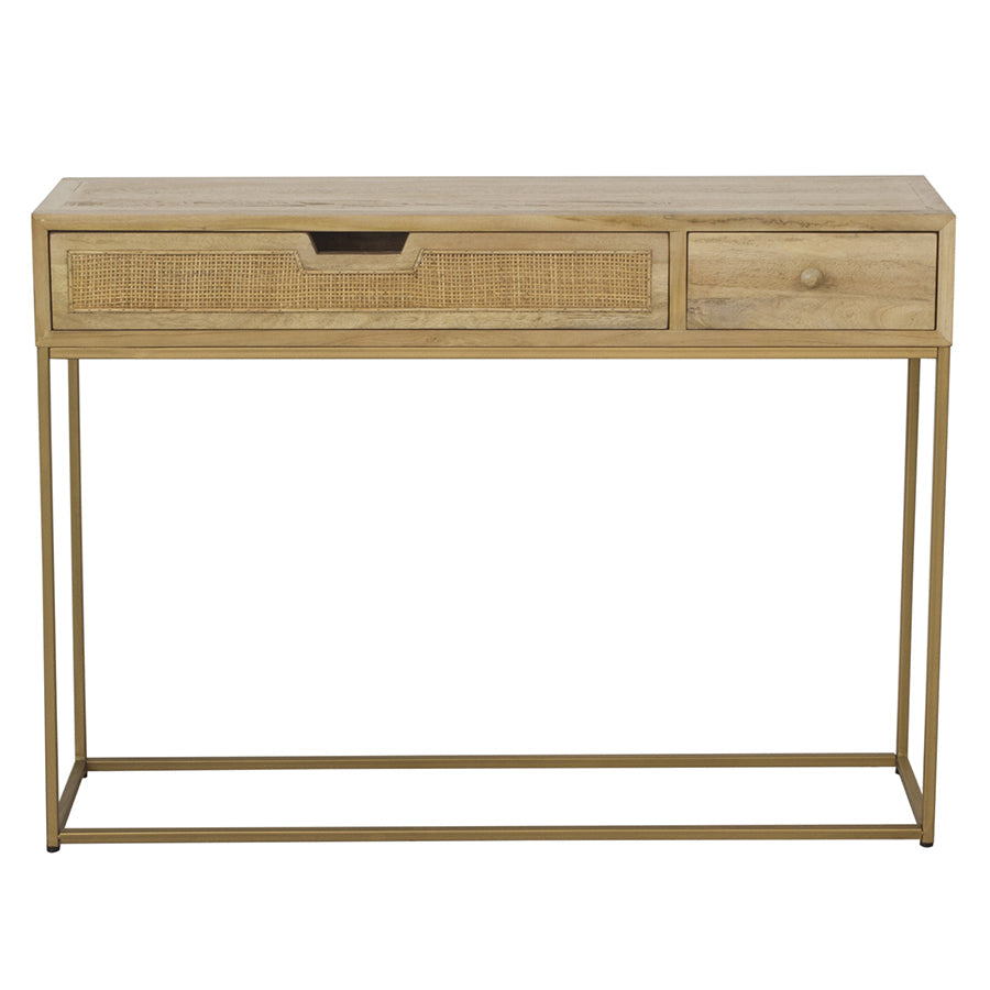 2 Drawer Rattan Console Table