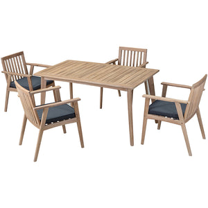 Solid Wood Outdoor Dining Table Set with 4 Chairs