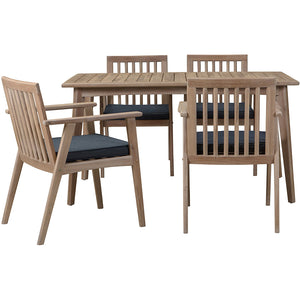 Solid Wood Outdoor Dining Table Set with 4 Chairs