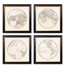 Load image into Gallery viewer, c.1838 World Map Hemispheres Framed Print
