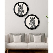 Load image into Gallery viewer, c1890 Zebra Illustrations in Round Framed Print
