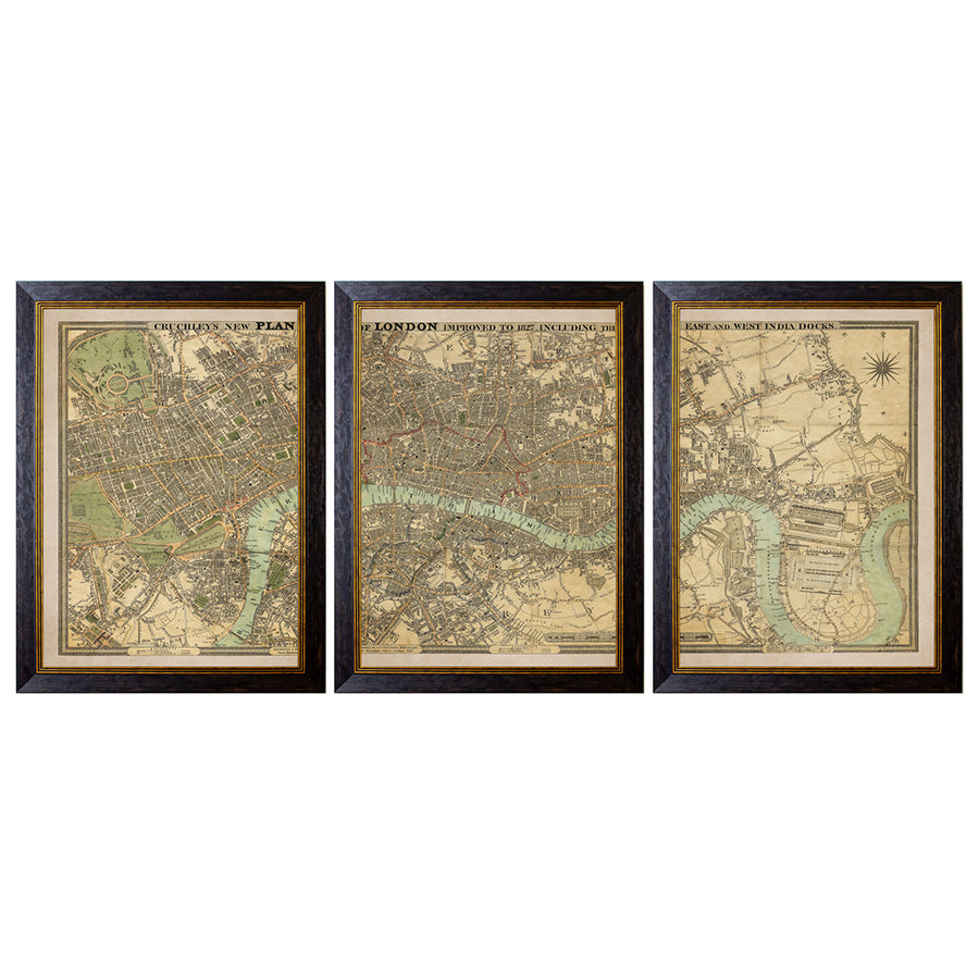 c.1827 London Triptych Map Framed Print