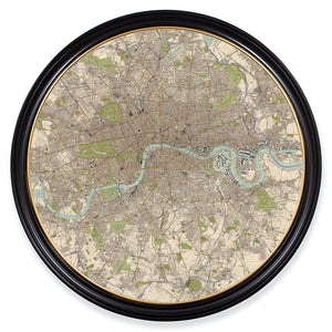 c.1905 Map of London - Round Framed Print