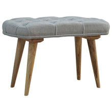 Load image into Gallery viewer, Nordic Style Bench with Deep Buttoned Grey Tweed Top
