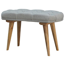 Load image into Gallery viewer, Nordic Style Bench with Deep Buttoned Grey Tweed Top
