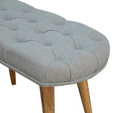 Load image into Gallery viewer, Nordic Style Bench with Deep Buttoned Grey Tweed Top
