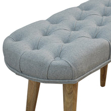 Load image into Gallery viewer, Nordic Style Bench with Deep Buttoned Grey Tweed Top
