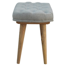 Load image into Gallery viewer, Nordic Style Bench with Deep Buttoned Grey Tweed Top
