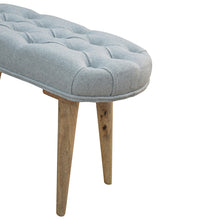 Load image into Gallery viewer, Nordic Style Bench with Deep Buttoned Grey Tweed Top
