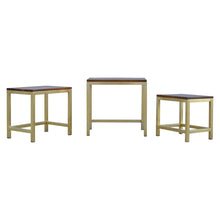 Load image into Gallery viewer, Golden Stool set of 3 with Chunky Wooden top
