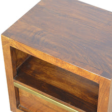 Load image into Gallery viewer, Chestnut Bedside Table with Gold Bar
