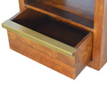 Load image into Gallery viewer, Chestnut Bedside Table with Gold Bar
