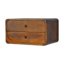 Load image into Gallery viewer, Curved Chestnut Wall Mounted Bedside Table
