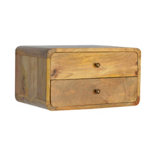 Load image into Gallery viewer, 2 Drawer Curved Wall Mounted Oak-ish Bedside Table
