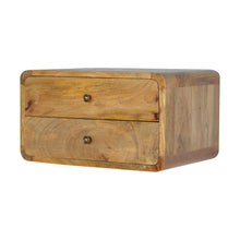 Load image into Gallery viewer, 2 Drawer Curved Wall Mounted Oak-ish Bedside Table
